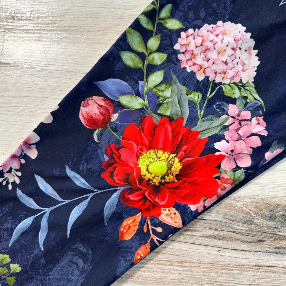 Denim Blue Floral Capri Leggings OSC One Size Cropped Yoga Pants